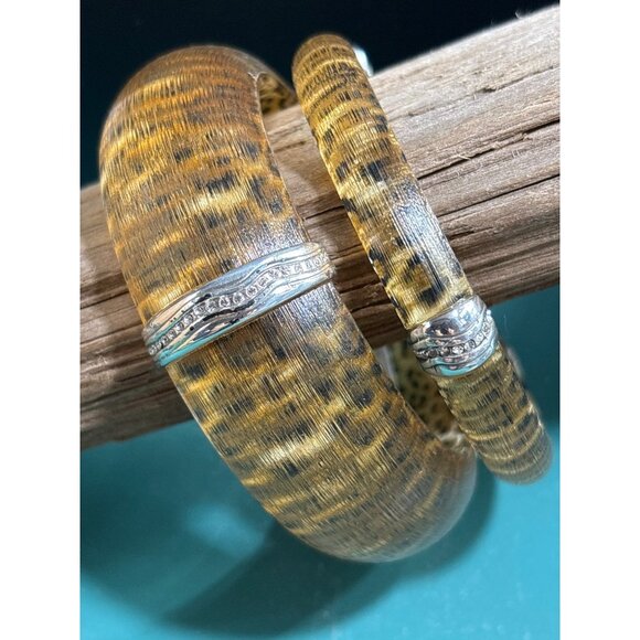 Brighton Leopard Print Resin Bangle Set With Silver Crystal Accents - Picture 2 of 10